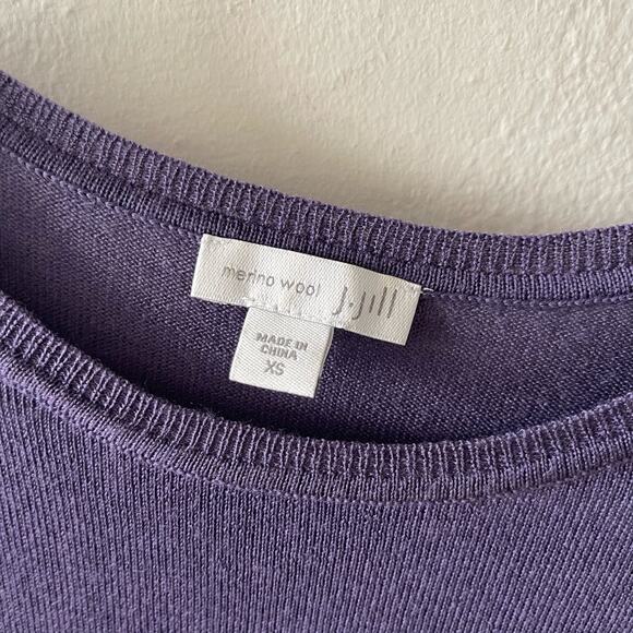 J. Jill Merino Wool Sweater Womens XS Purple Long Sleeve Minimalist Casual Basic - Picture 3 of 6